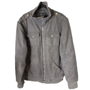 Sportier Men’s Wool Blend Bomber Jacket Gray Military Style Full Zip Size L